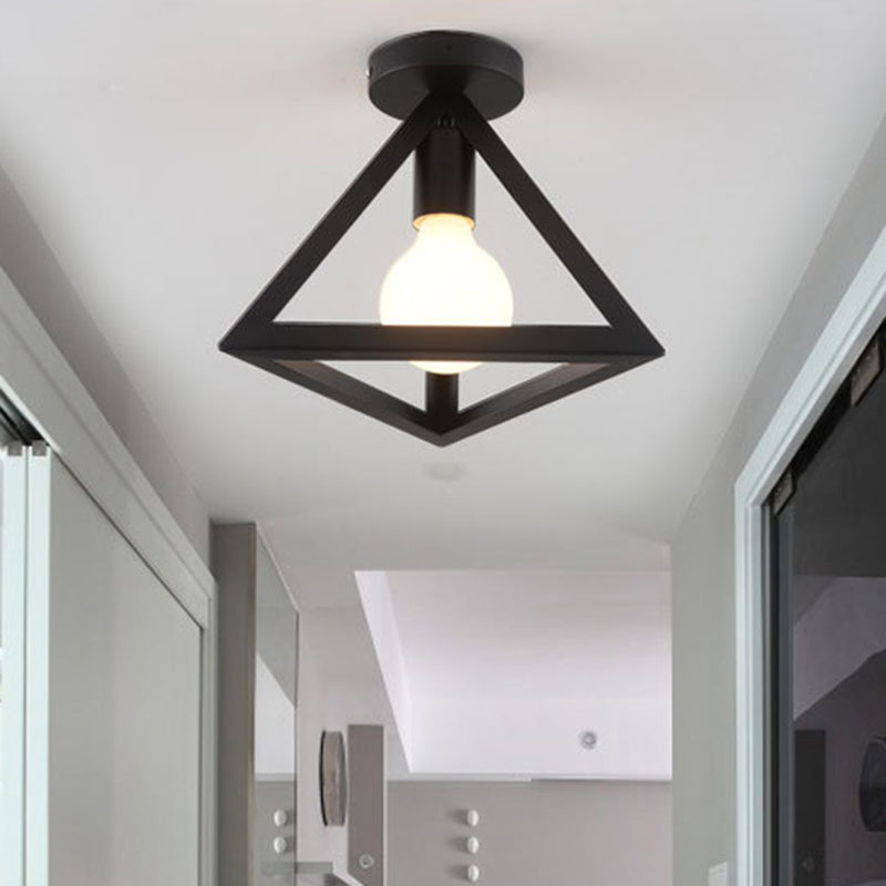 Cage Semi Flush Mount Light Fixture Industrial Metallic plafondbevestiging kroonluchter voor slaapkamer