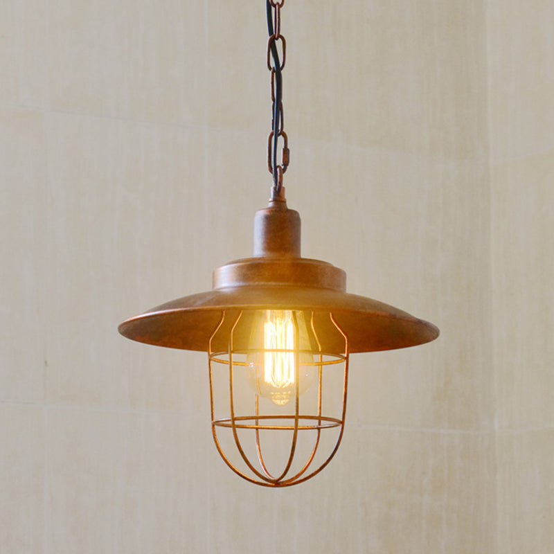 Iron Frame Single Pendant Light in Industrial Retro Style Wrought Iron Hanging Lamp for Coffee Shop