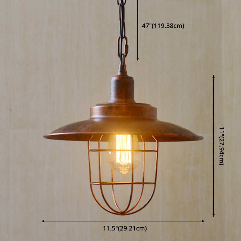 Iron Frame Single Pendant Light in Industrial Retro Style Wrought Iron Hanging Lamp for Coffee Shop