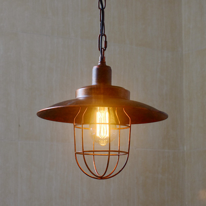 Fermer en fer Single Pendant Light in Industrial Retro Style Whited Fir Sanging Lamping pour le café