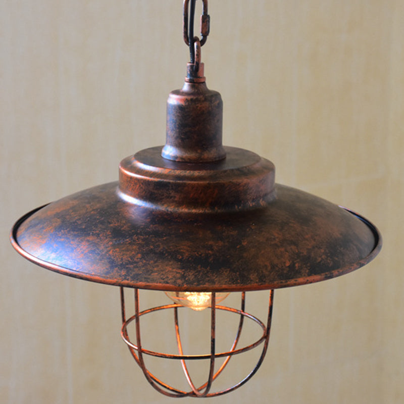 Iron Frame Single Pendant Light in Industrial Retro Style Wrought Iron Hanging Lamp for Coffee Shop