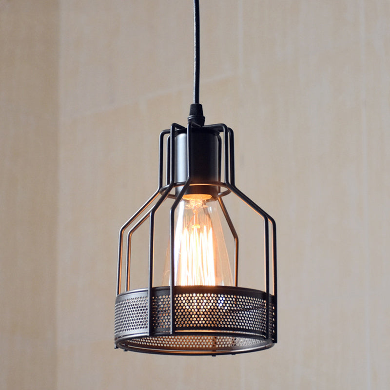 Industrial Classic Single Pendant Light Wrought Iron Hanging Lamp for Interior Spaces