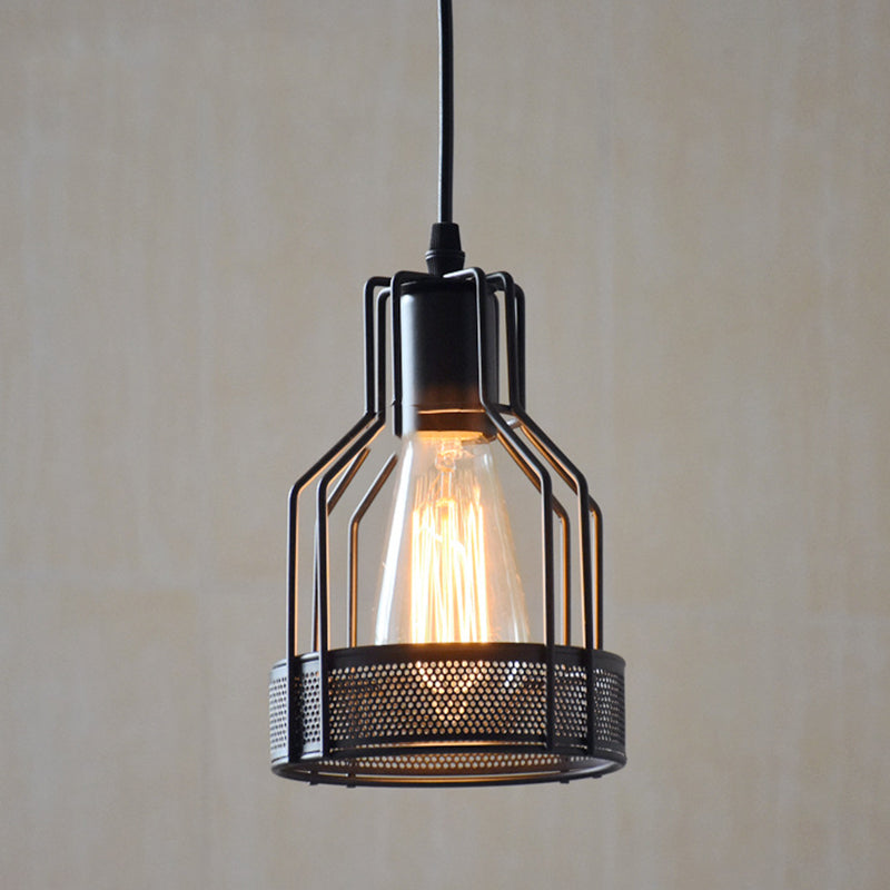 Industrial Classic Single Pendant Light Wrought Iron Hanging Lamp for Interior Spaces