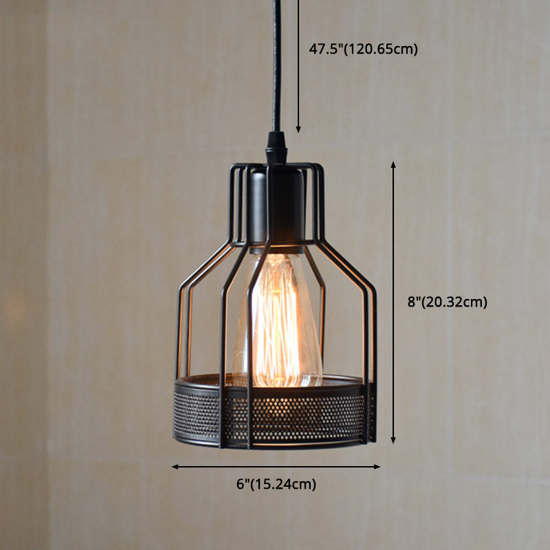 Industrial Classic Single Pendant Light Wrought Iron Hanging Lamp for Interior Spaces