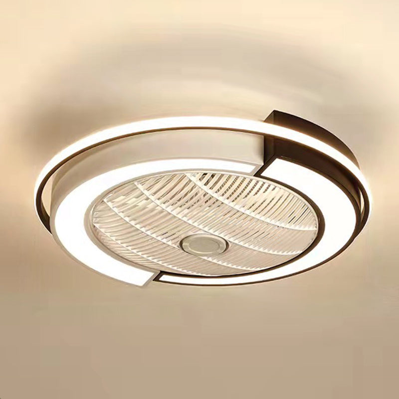 Luz de ventilador LED de techo en forma de tambor de empalme Light Nordic Metal Bedroom Semi Flush Mount Lighture