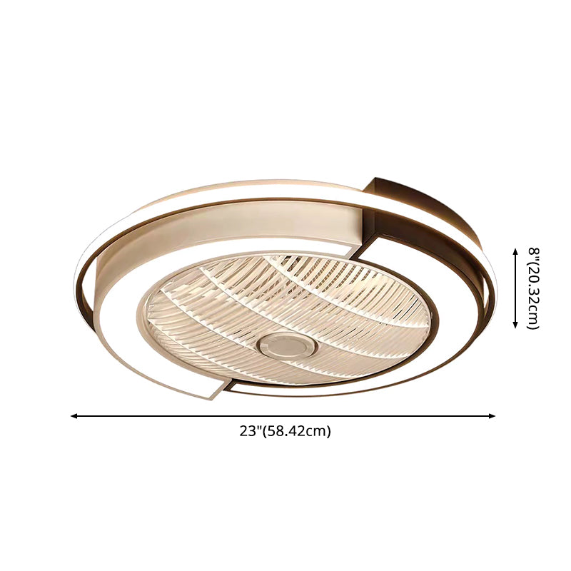 Luz de ventilador LED de techo en forma de tambor de empalme Light Nordic Metal Bedroom Semi Flush Mount Lighture