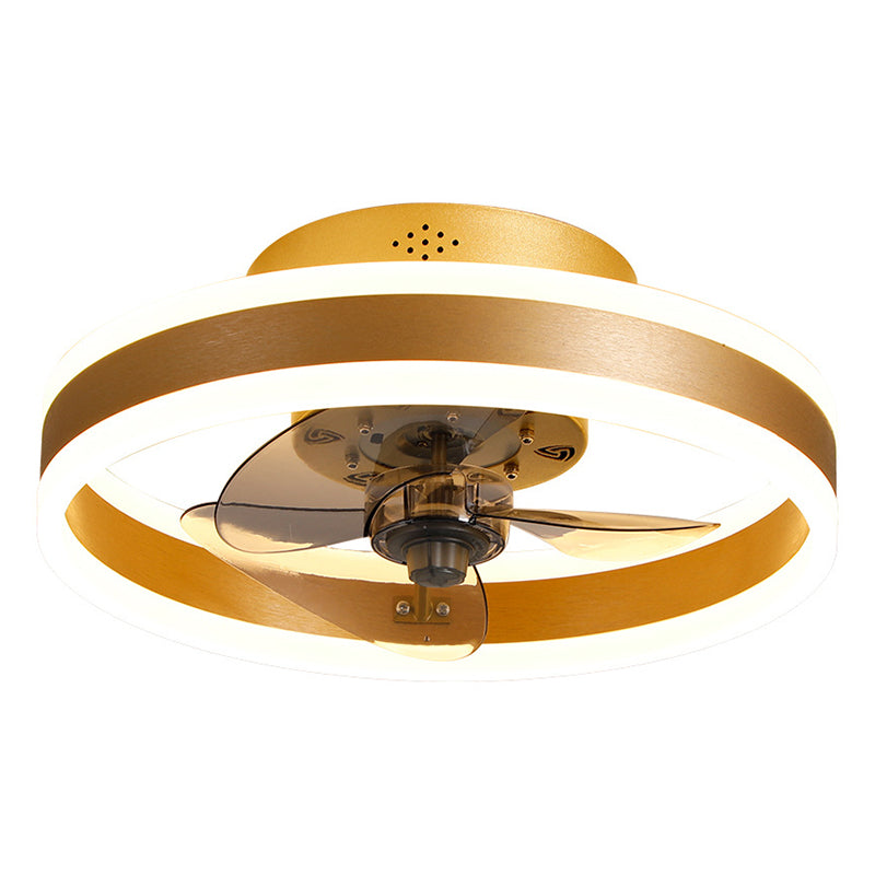 Halo Ring Acrylic Fan Lamp Fixture Minimalist LED Semi Flush Ceiling Lighting for Bedroom