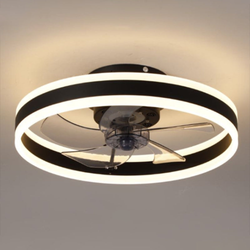 Acrylic Loop Shaped Fan Lamp Simplicity LED Semi Flush Mount Ceiling Light Fixture for Bedroom