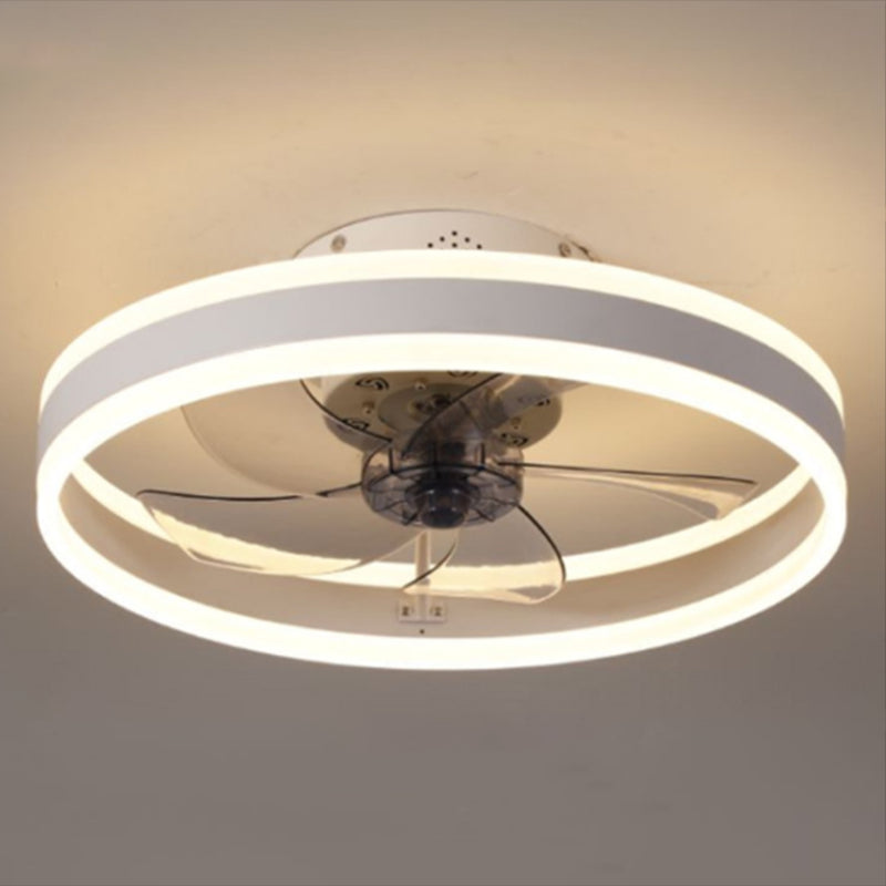 Acrylic Loop Shaped Fan Lamp Simplicity LED Semi Flush Mount Ceiling Light Fixture for Bedroom