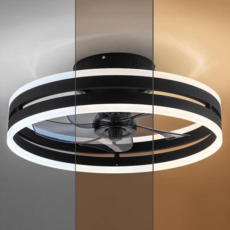 Acrylic Loop Shaped Fan Lamp Simplicity LED Semi Flush Mount Ceiling Light Fixture for Bedroom