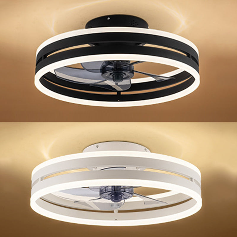 Acrylic Loop Shaped Fan Lamp Simplicity LED Semi Flush Mount Ceiling Light Fixture for Bedroom