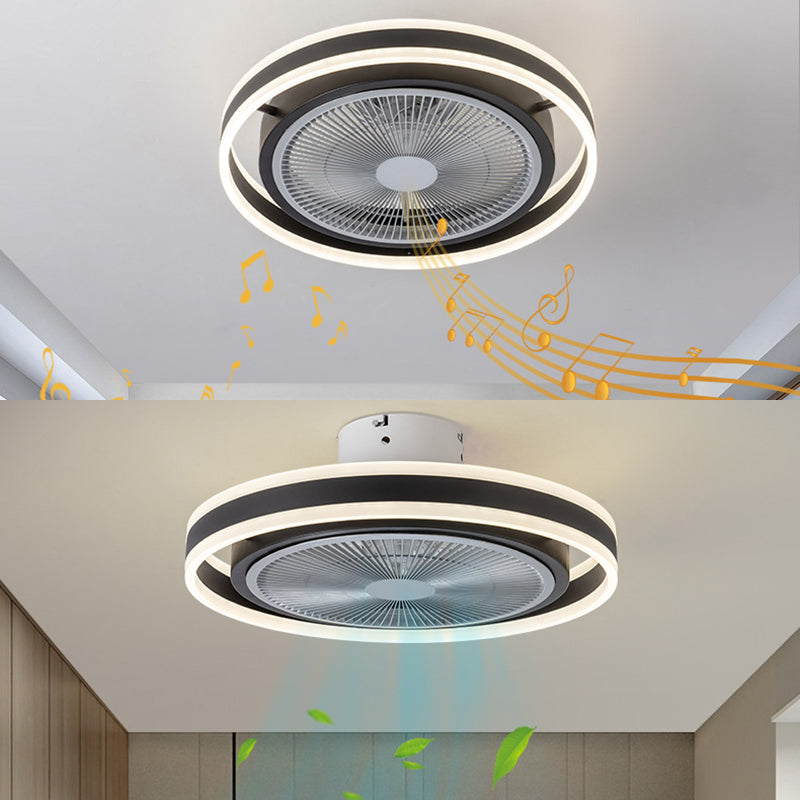 Camera da letto rotondo a filo a filo acrilico lampada ventilatore a soffitto a LED minimalista con telecomando