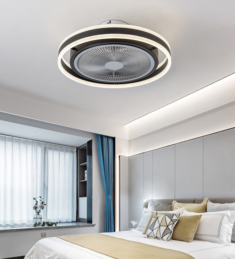 Camera da letto rotondo a filo a filo acrilico lampada ventilatore a soffitto a LED minimalista con telecomando