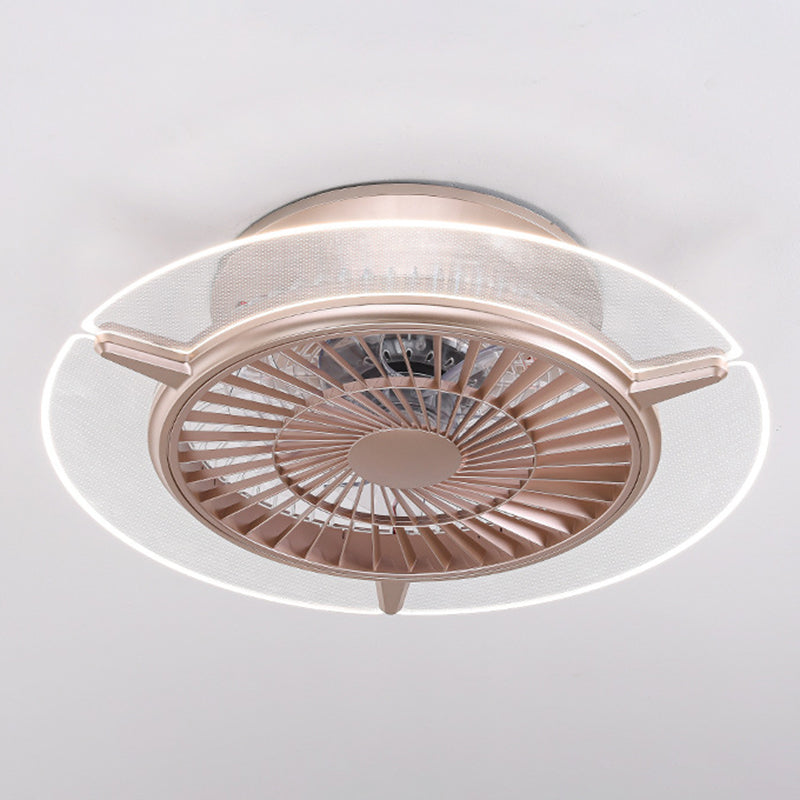 Ventilador de techo de lavado en forma de oro rosa Luz de LED acrílico contemporáneo Semi Flush Light para dormitorio