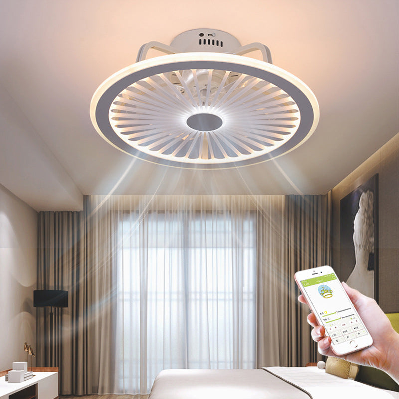 Lampada a ventola del soffitto del soggiorno rotondo Metallic MODERN LED SEMI FLUSH LAMO