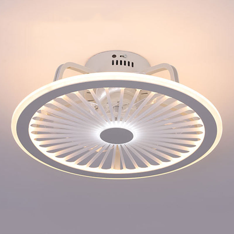 Lampada a ventola del soffitto del soggiorno rotondo Metallic MODERN LED SEMI FLUSH LAMO