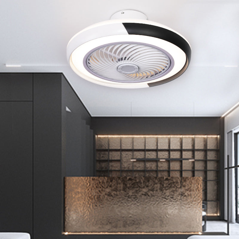 Lampada a ventola del soffitto del soggiorno rotondo Metallic MODERN LED SEMI FLUSH LAMO