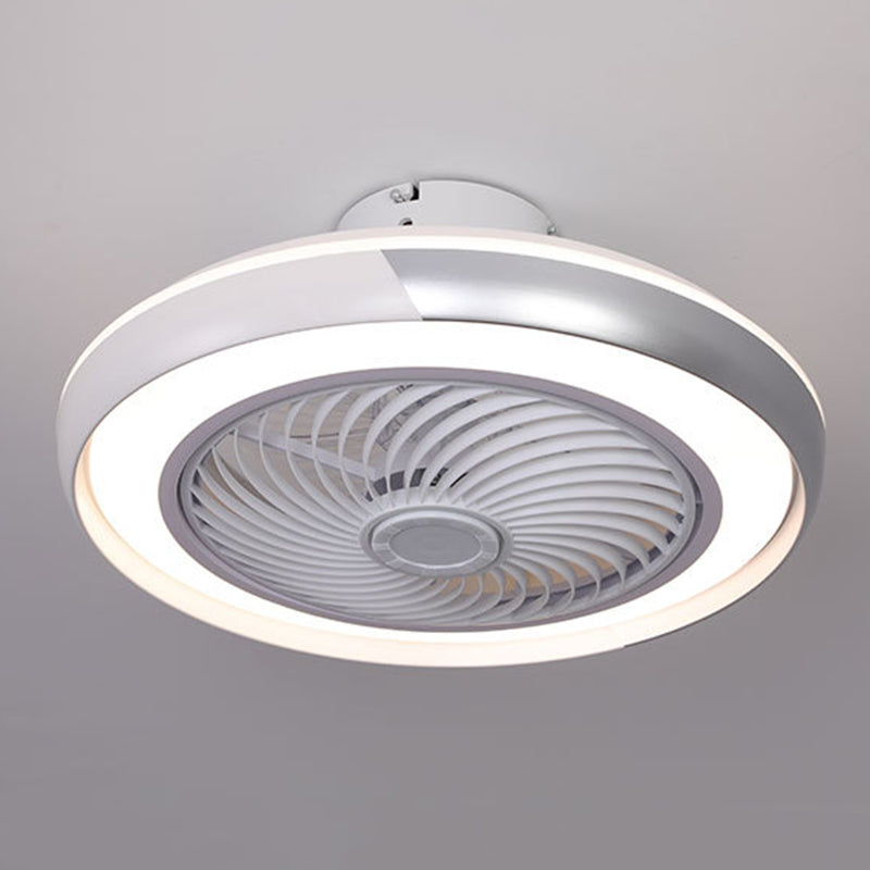 Lampada a ventola del soffitto del soggiorno rotondo Metallic MODERN LED SEMI FLUSH LAMO