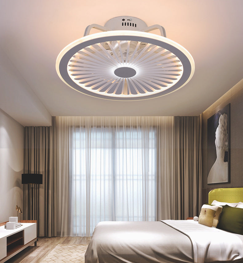 Lampada a ventola del soffitto del soggiorno rotondo Metallic MODERN LED SEMI FLUSH LAMO