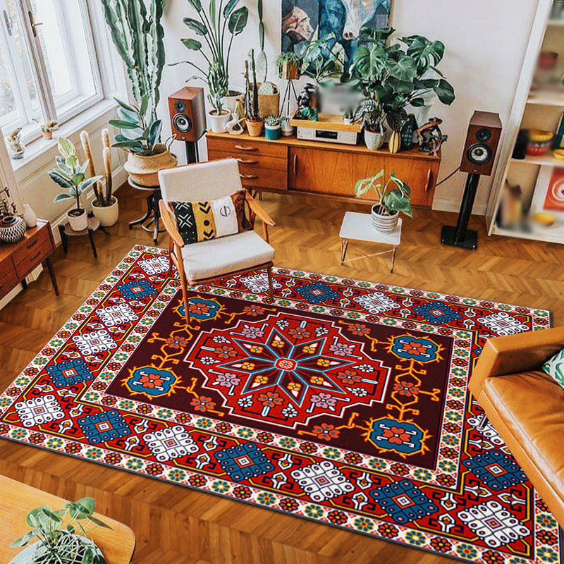 Blauwe binnenkamer zijn tapijt Boheems medaillon binnen tapijt polyester wasbaar tapijt