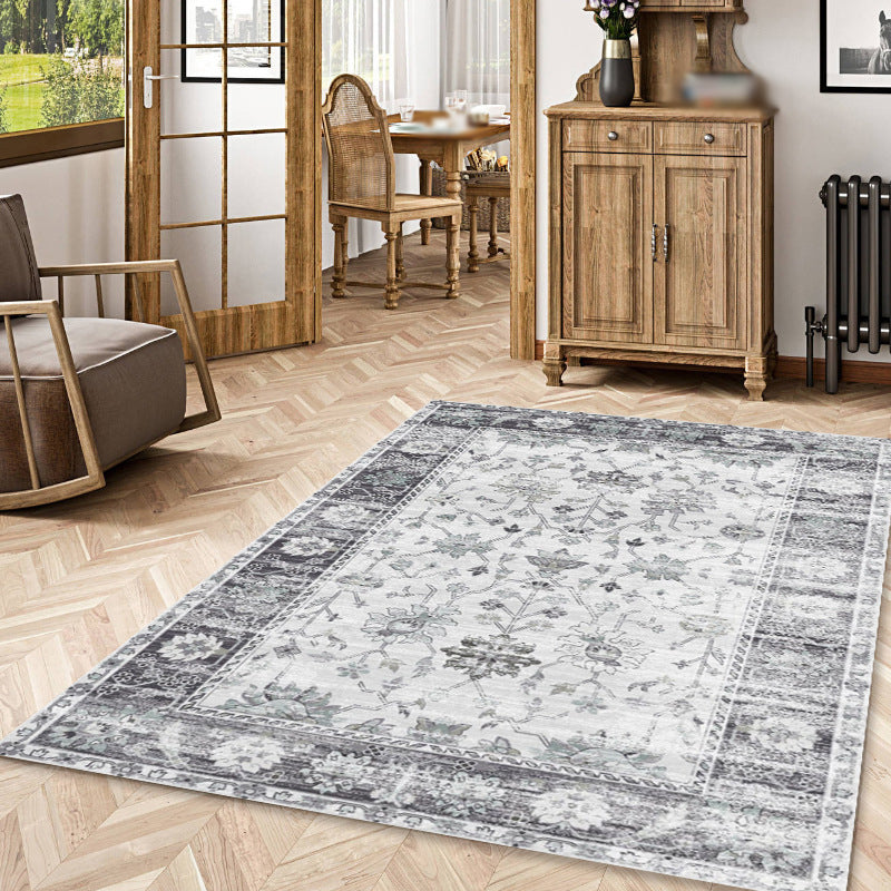 Tapis gris médaillon de médaillon polyester tapis intérieur vintage tapis lavable pour chambre intérieure