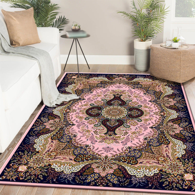 Marokkaanse medaillon tapijt Royal Blue Polyester Indoor Tapijt Anti-split rug voor thuisdecoratie