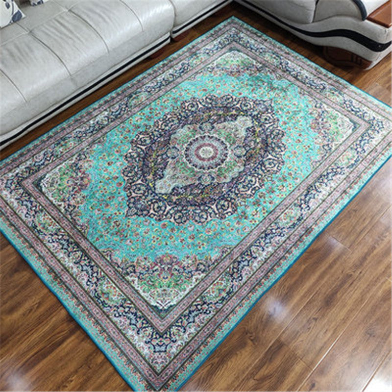 Moroccan Medallion Print Rug Multicolor Polyester Carpet Washable Area Carpet for Home Decoration