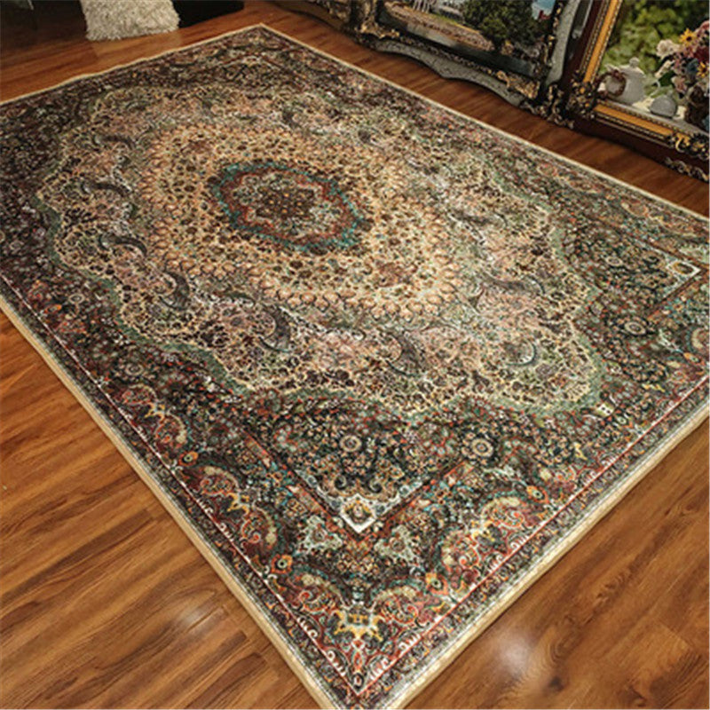 Moroccan Medallion Print Rug Multicolor Polyester Carpet Washable Area Carpet for Home Decoration