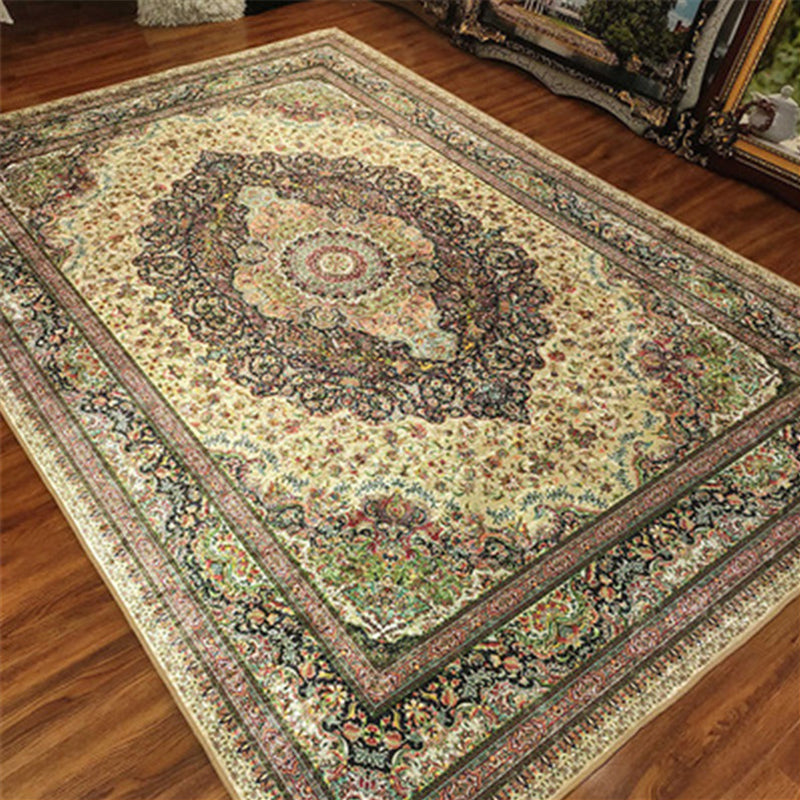 Moroccan Medallion Print Rug Multicolor Polyester Carpet Washable Area Carpet for Home Decoration