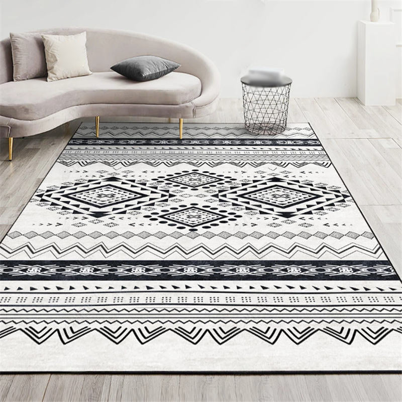 Grey Bohemian Area Carpet Polyester Americana Pattern Area Rug Anti-Slip Rug for Home Decor