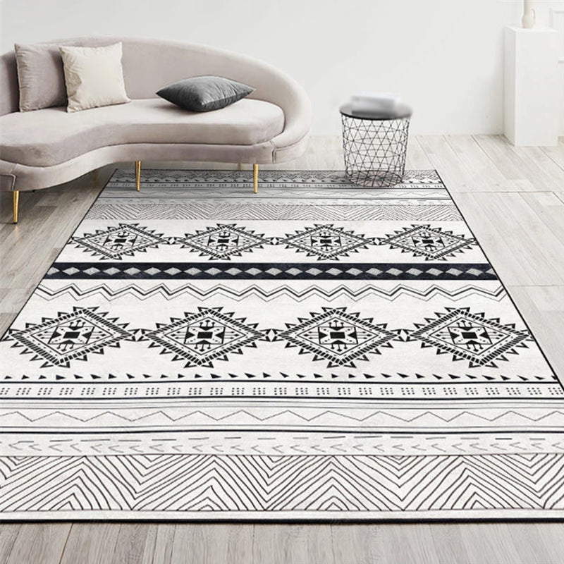 Grey Bohemian Area Carpet Polyester Americana Pattern Area Rug Anti-Slip Rug for Home Decor