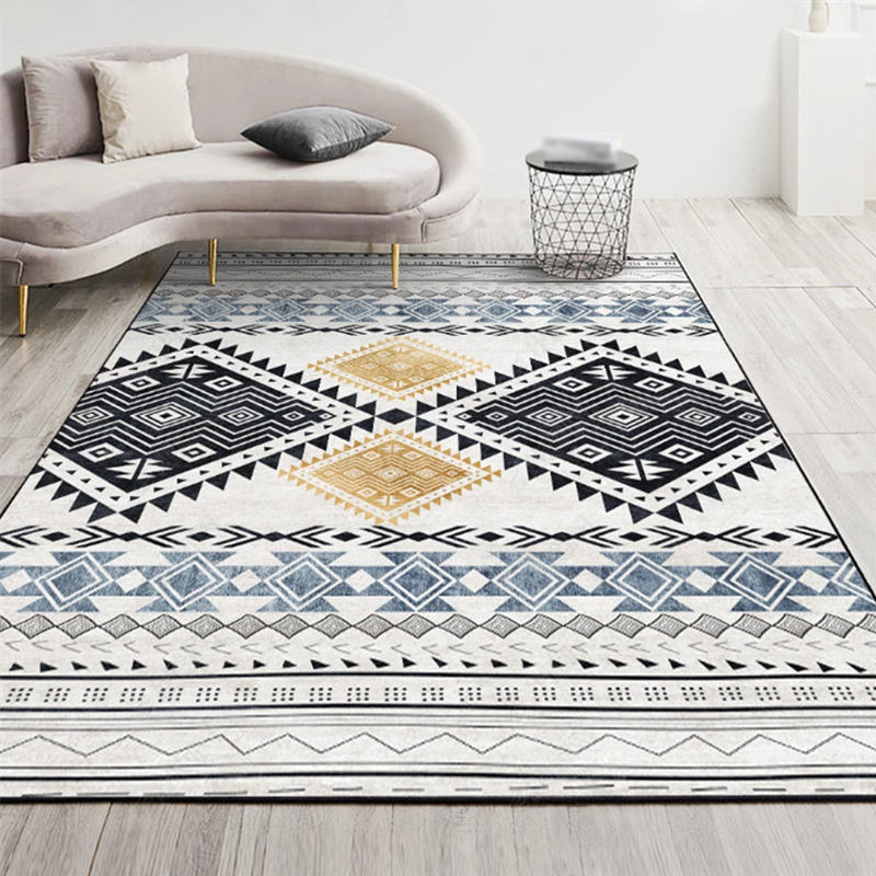 Grey Bohemian Area Carpet Polyester Americana Pattern Area Rug Anti-Slip Rug for Home Decor