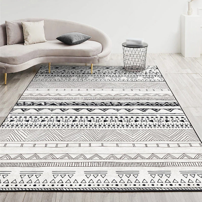 Grey Bohemian Area Carpet Polyester Americana Pattern Area Rug Anti-Slip Rug for Home Decor