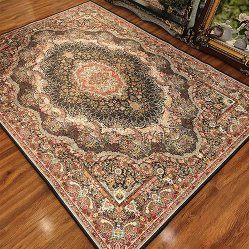 Moroccan Medallion Printed Rug Polyester Carpet Anti-Slip Backing Indoor Carpet for Home Decoration
