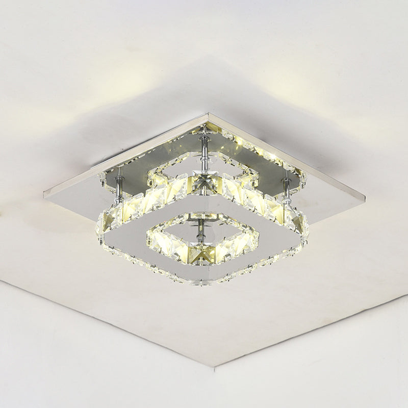 Kristall quadriert halb Flush Mount Leuchte moderne LED -Halbflush -Decke