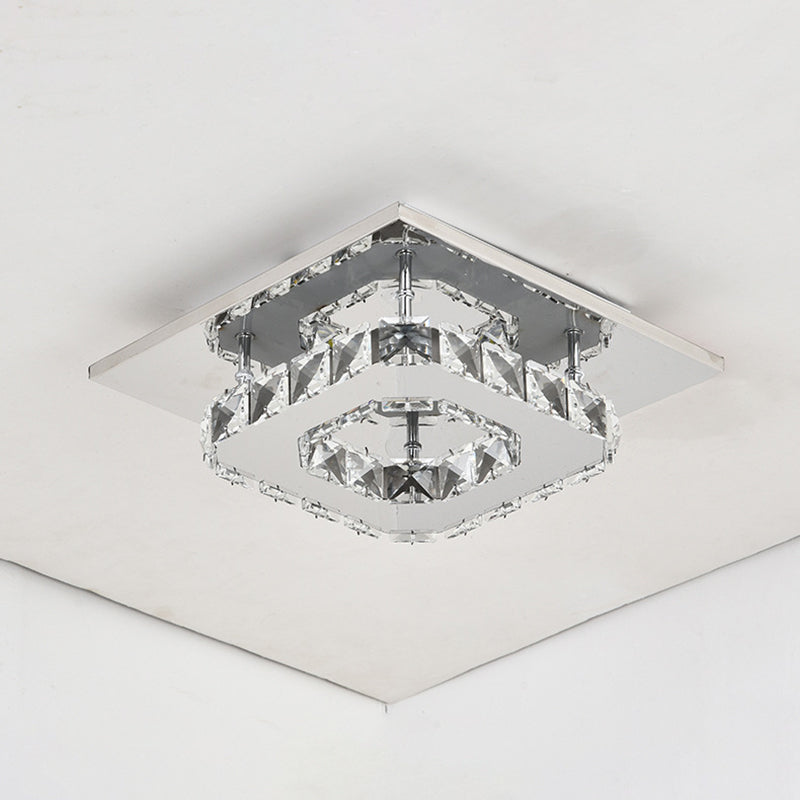 Kristall quadriert halb Flush Mount Leuchte moderne LED -Halbflush -Decke