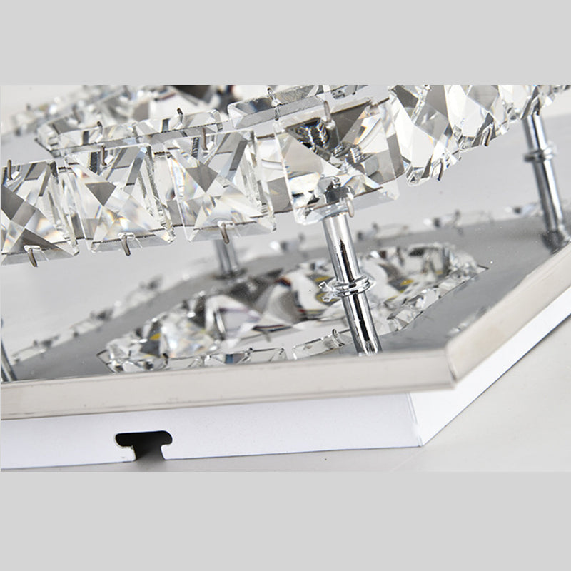 Crystal Squared Semi Flush Mount Lighting Modern LED Semi Flush Mount Ceiling Light