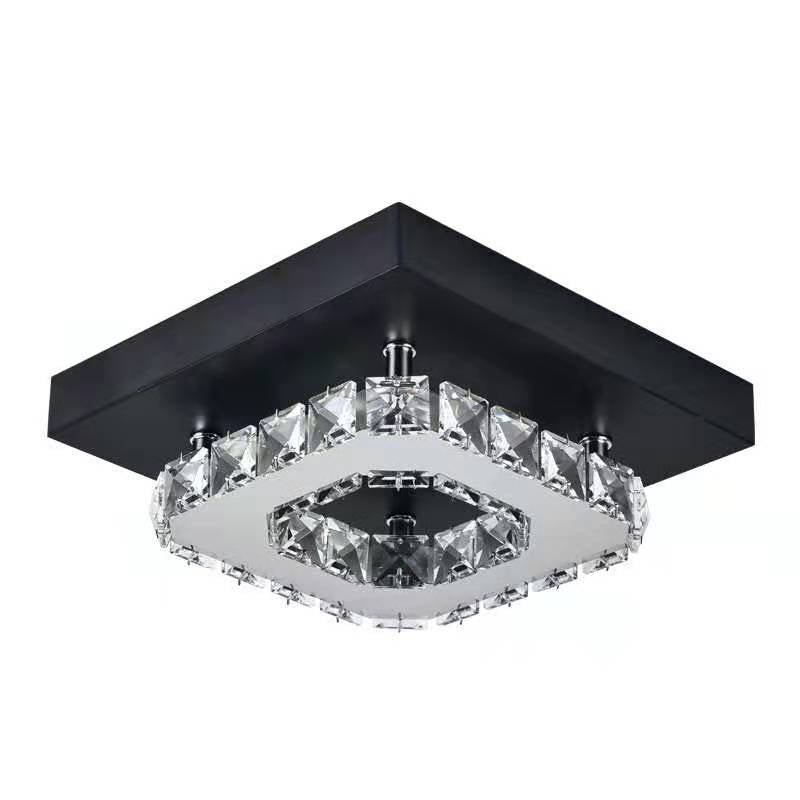 Kristall quadriert halb Flush Mount Leuchte moderne LED -Halbflush -Decke