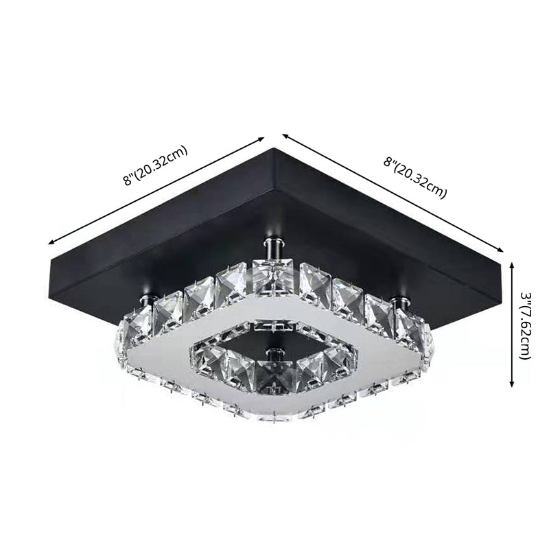 Kristall quadriert halb Flush Mount Leuchte moderne LED -Halbflush -Decke