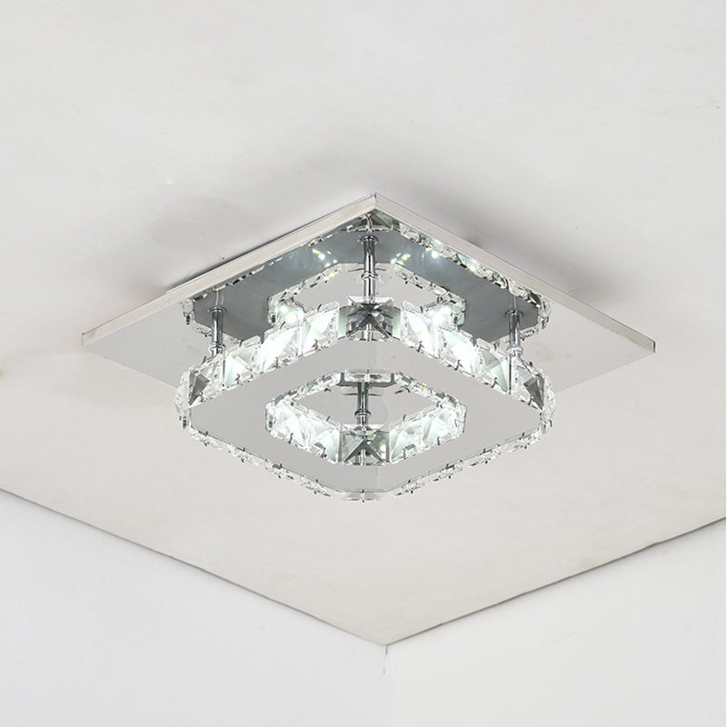 Crystal Squared Semi Flush Mount Lighting Modern LED Semi Flush Mount Ceiling Light