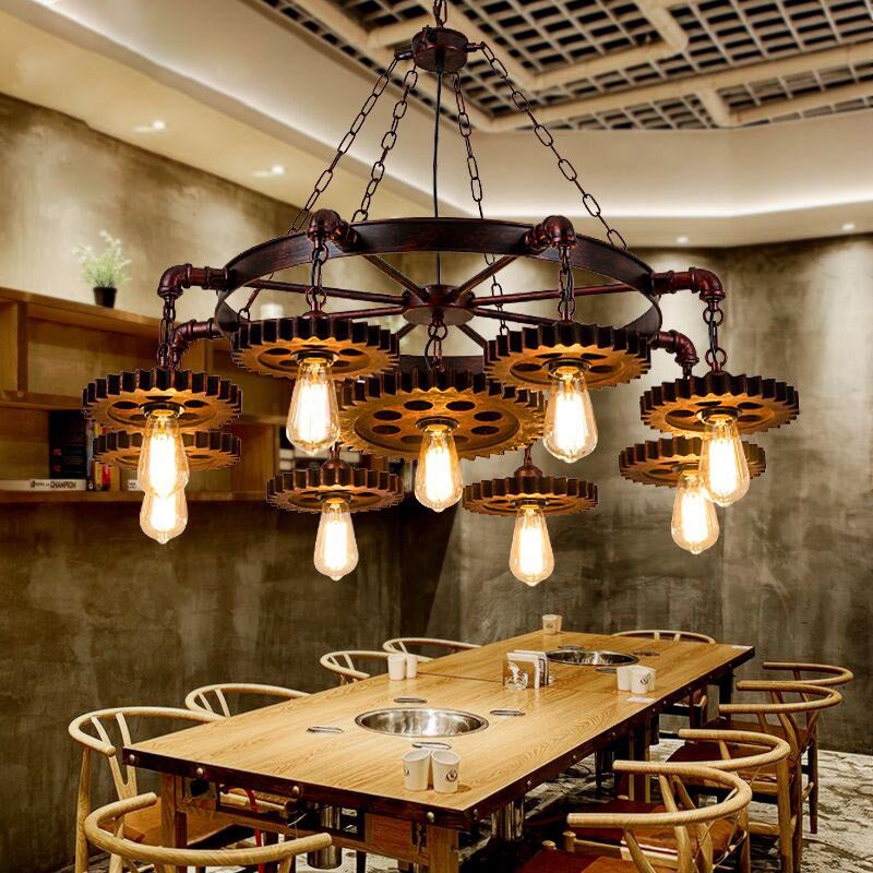 Bare Bulb Chandelier Light Fixture Industrial Metal Pendant Lighting for Restaurant