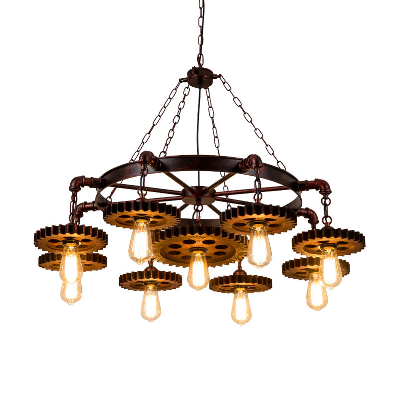 Bare Bulb Chandelier Light Fixture Industrial Metal Pendant Lighting for Restaurant