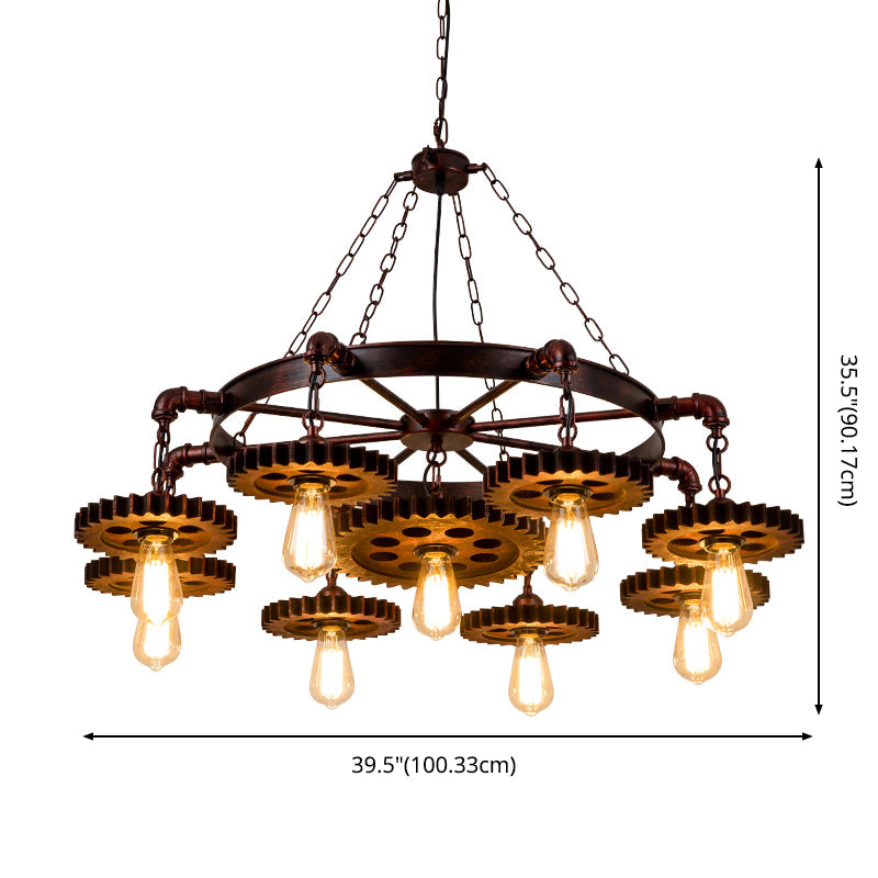 Bare Bulb Chandelier Light Fixture Industrial Metal Pendant Lighting for Restaurant