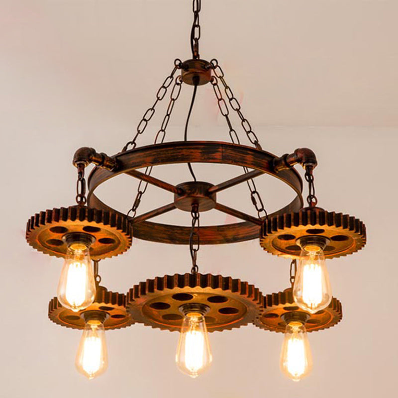 Bare Bulb Chandelier Light Fixture Industrial Metal Pendant Lighting for Restaurant