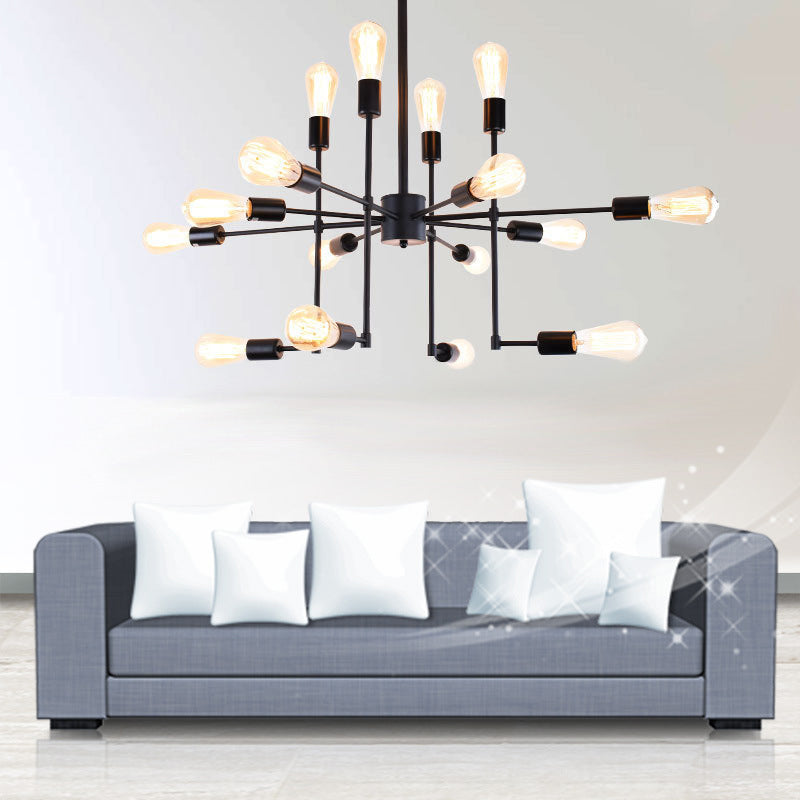 Bare Bulb Chandelier Light Fixture Industrial Metal Pendant Lighting for Restaurant