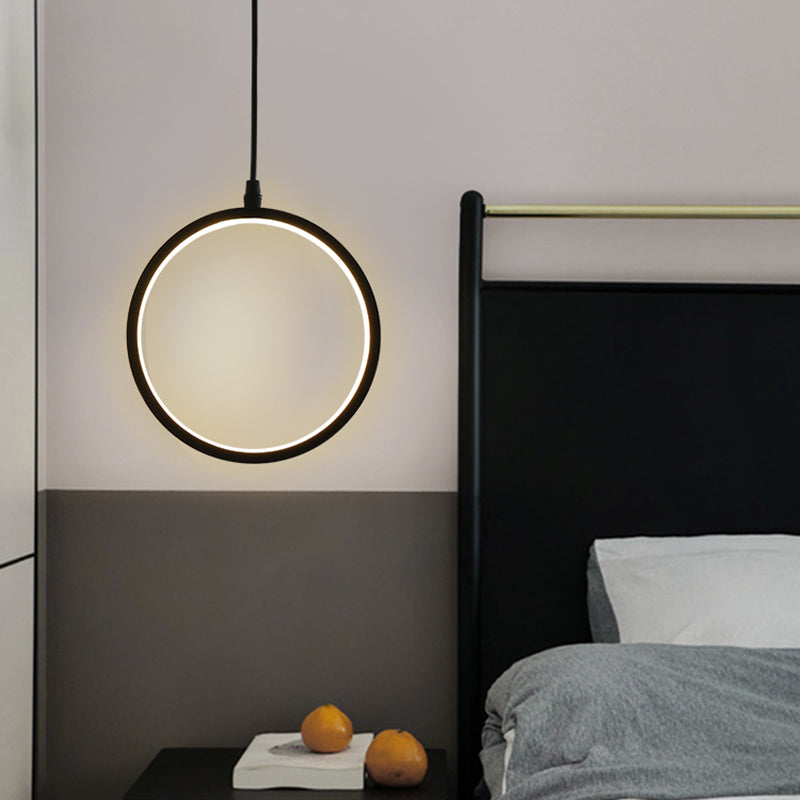 Luz de colgante colgante geométrico de estilo moderno de metal LED de techo colgante negro