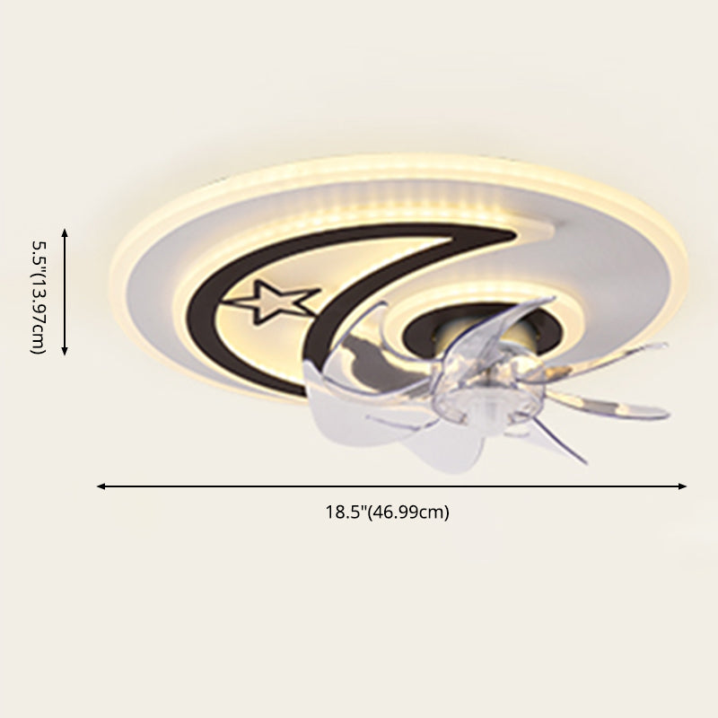 Luz de ventilador en forma de disco en blanco y negro LED Minimalista LED acrílico Semi Flush Mounting de montaje
