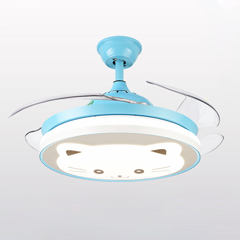 Cartoon Animal Pendse Fan Lighting Acrílico LED Semi Flush Light