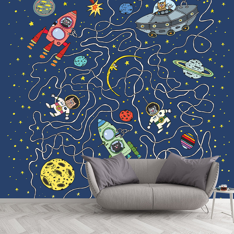 Planets Space Universe Wallpaper Mural Creative Outer Space Wall Covering for Kids Nursery Bedroom