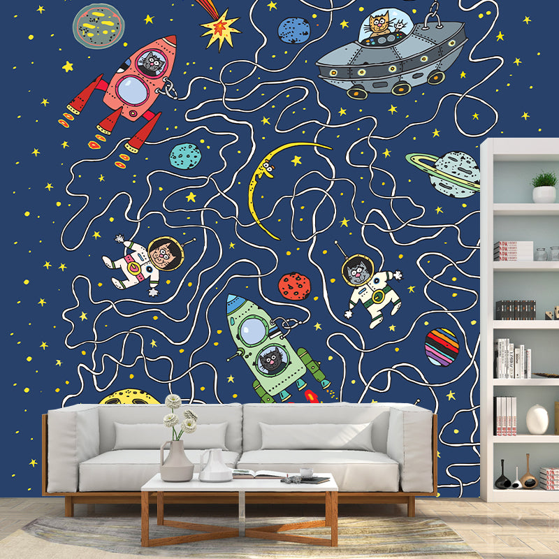 Planets Space Universe Wallpaper Mural Creative Outer Space Wall Covering for Kids Nursery Bedroom